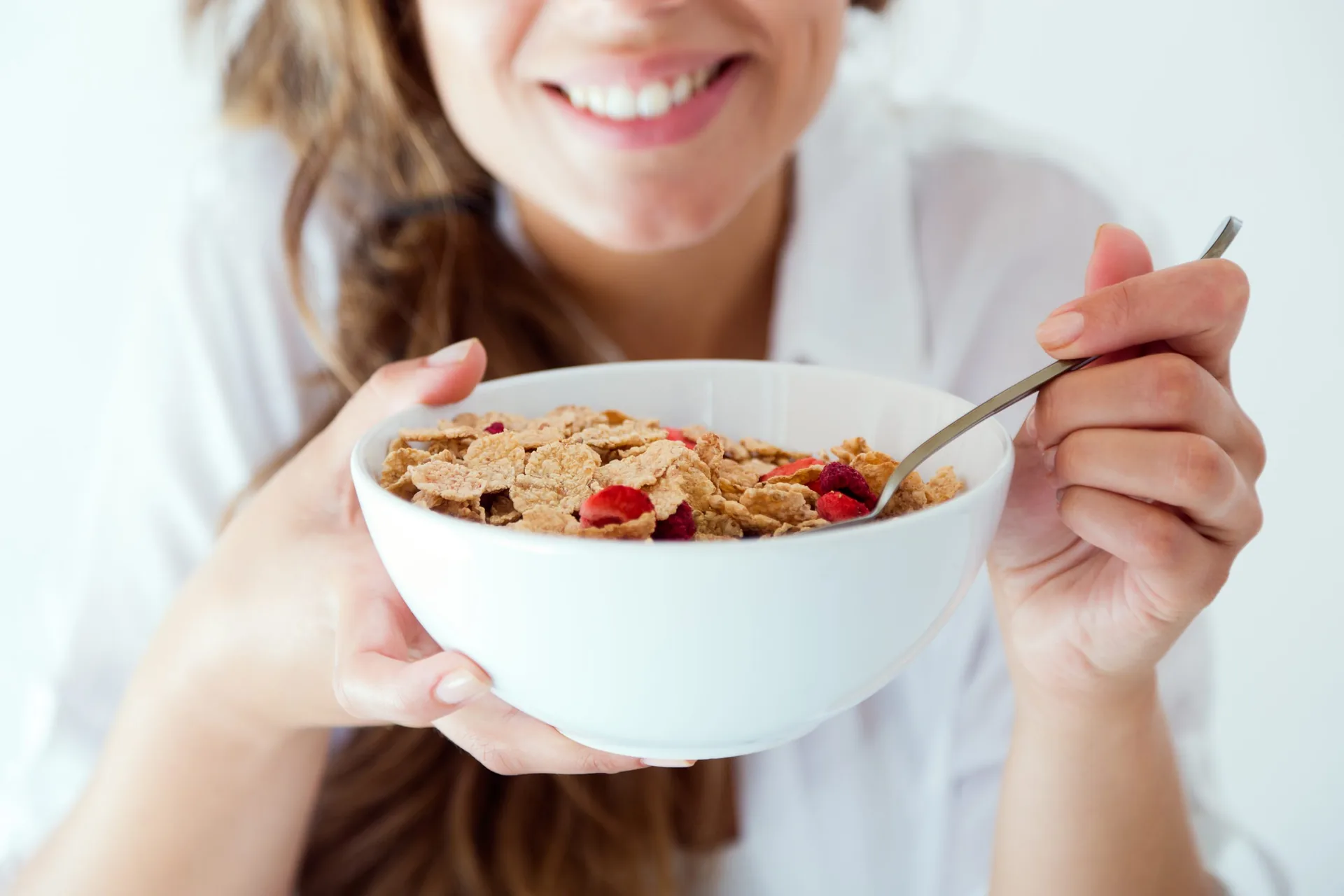 portrait-young-woman-underwear-eating-cereals