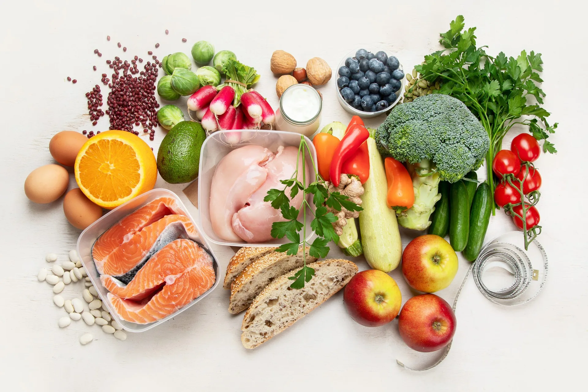 Balanced,Diet,Food,Background.,Nutrition,,Clean,Eating,Food,Concept.,Diet