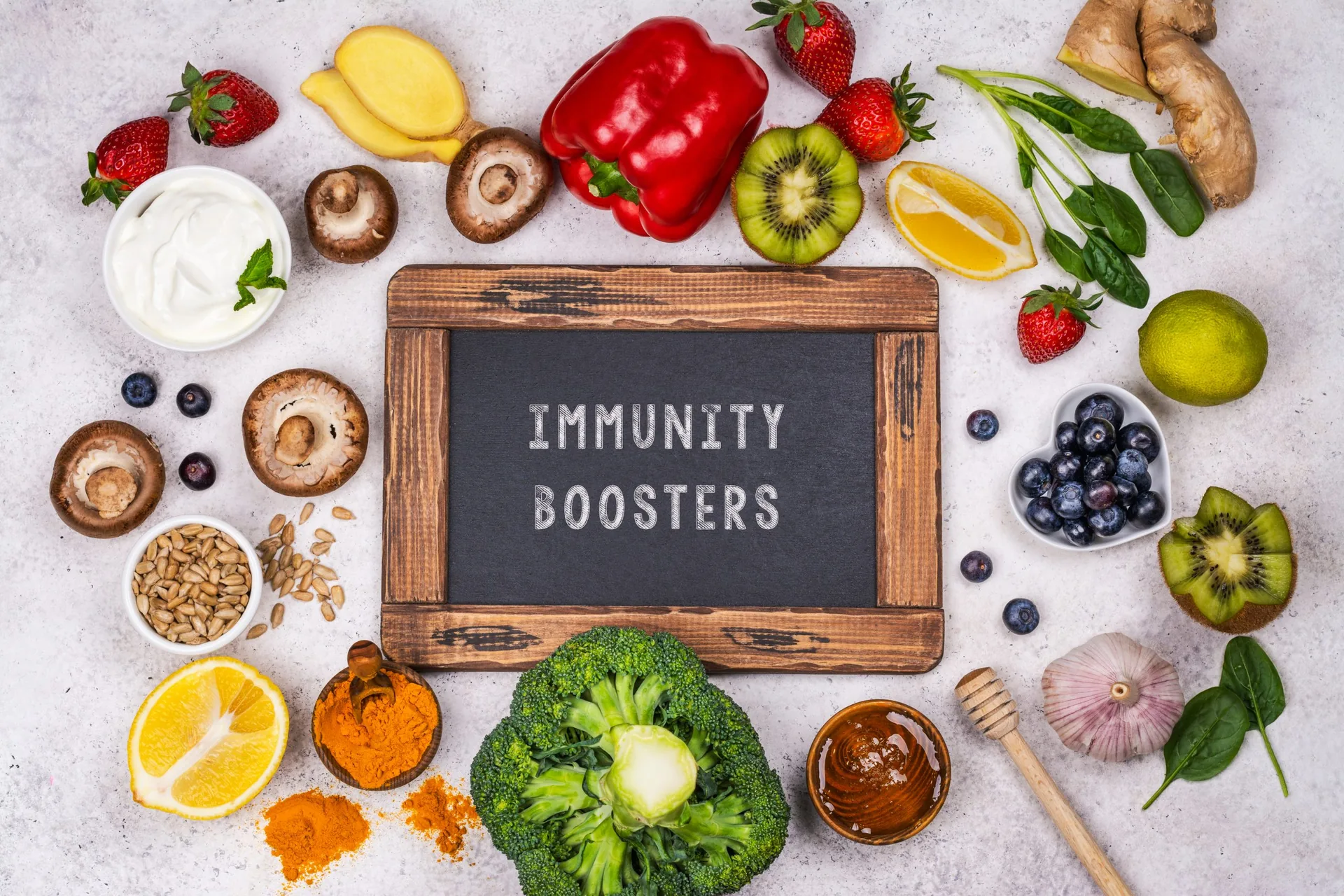 healthy-products-immunity-boosters-background-fruits